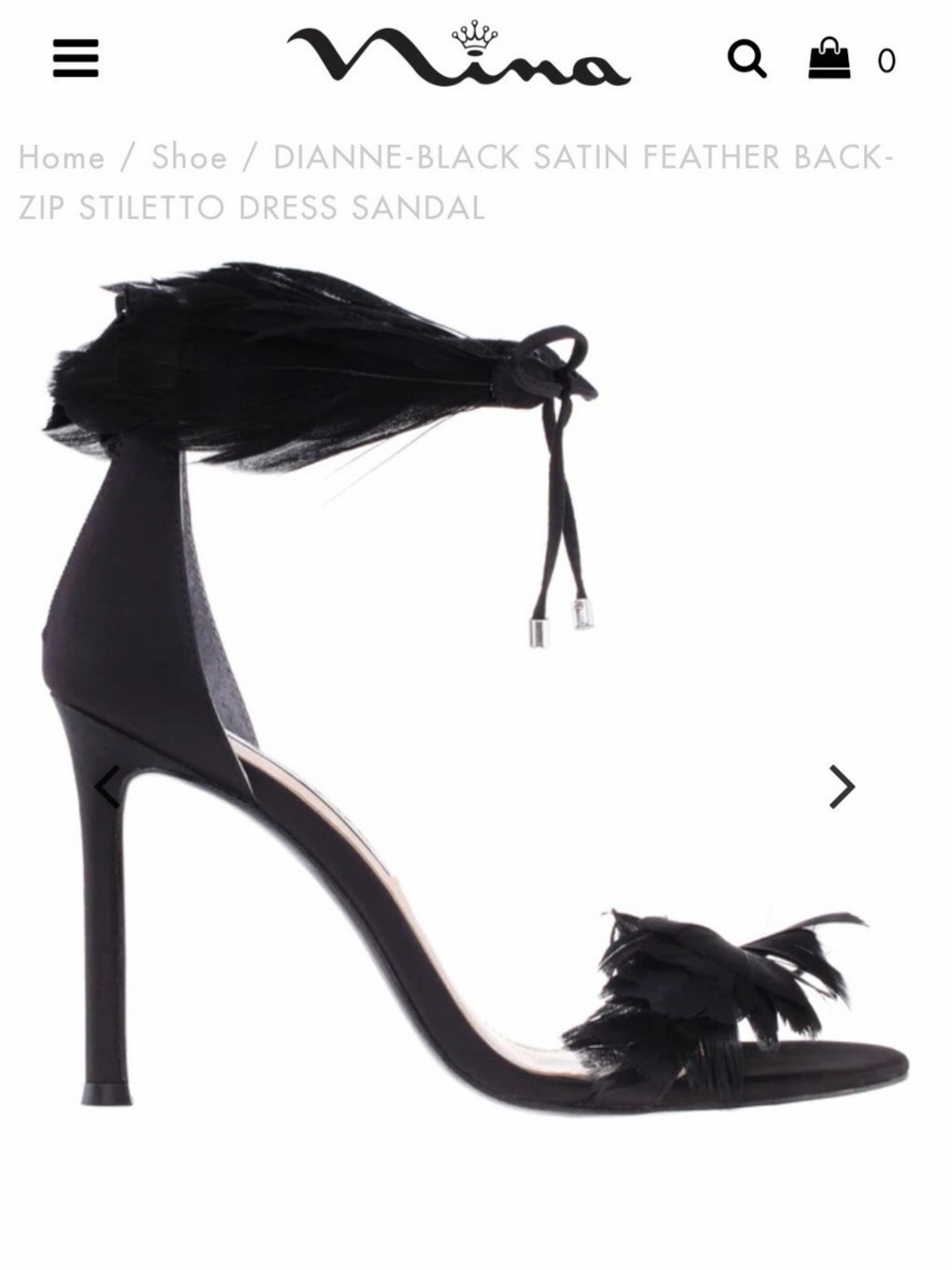 Nina Black Feather Ankle-Tie Heels - Picture 5 of 8